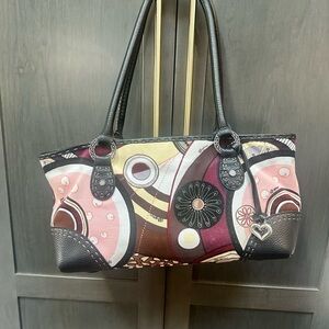 Brighton Matisse canvas shoulder bag EUC. Leather handles.